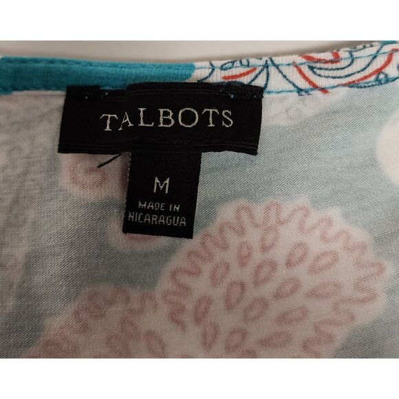 Talbots Womens Blue Red Floral Paisley Tank Top Cowl Neck Size M - Picture 6 of 6